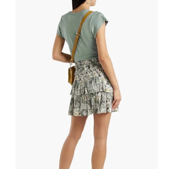 NWT ISABEL MARANT ETOILE CORDELIA ECRU & ALMOND PRINTED RUFFLE MINI SKIRT 4 - Picture 8 of 9